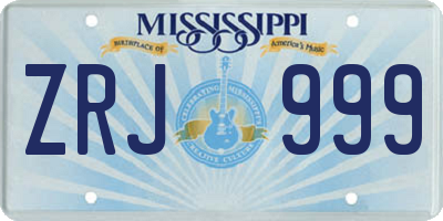MS license plate ZRJ999