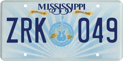 MS license plate ZRK049