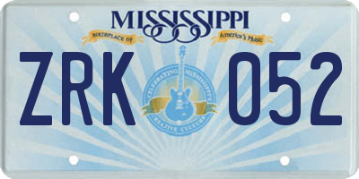 MS license plate ZRK052