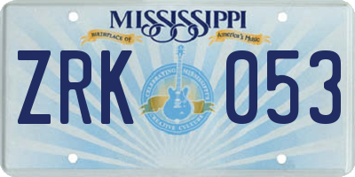 MS license plate ZRK053