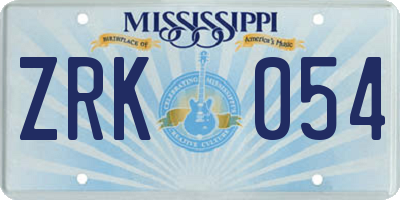 MS license plate ZRK054