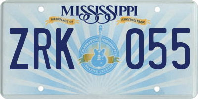 MS license plate ZRK055