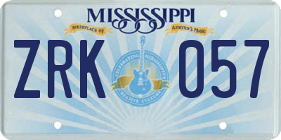 MS license plate ZRK057