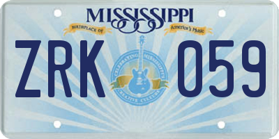 MS license plate ZRK059