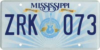 MS license plate ZRK073