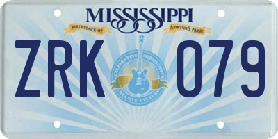 MS license plate ZRK079