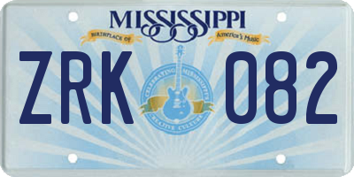 MS license plate ZRK082