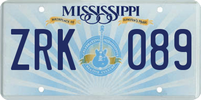 MS license plate ZRK089