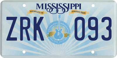 MS license plate ZRK093