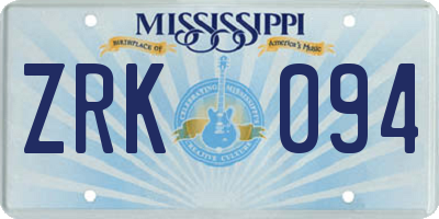 MS license plate ZRK094