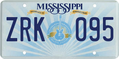 MS license plate ZRK095