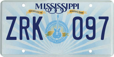 MS license plate ZRK097