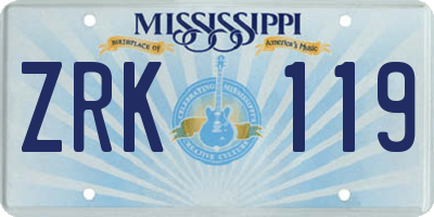 MS license plate ZRK119