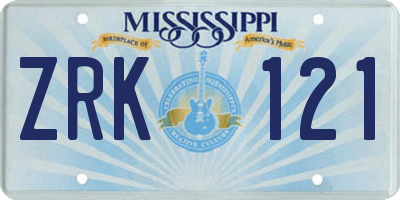MS license plate ZRK121