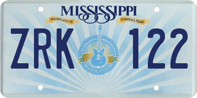 MS license plate ZRK122