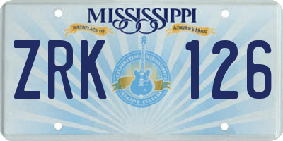 MS license plate ZRK126