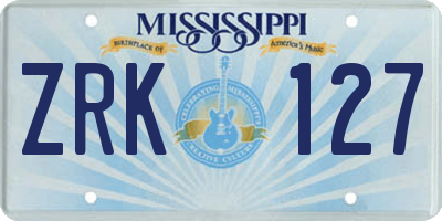 MS license plate ZRK127