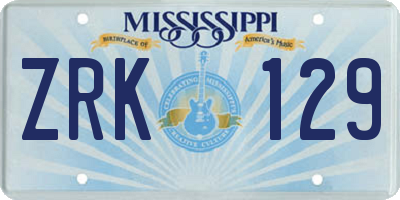 MS license plate ZRK129