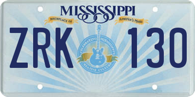 MS license plate ZRK130