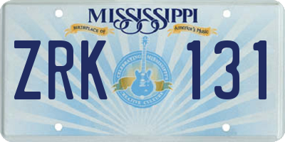 MS license plate ZRK131