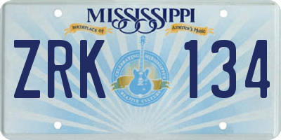 MS license plate ZRK134