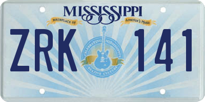 MS license plate ZRK141