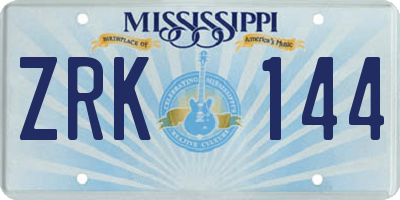 MS license plate ZRK144