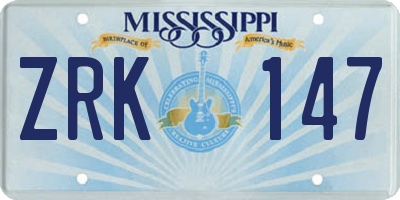 MS license plate ZRK147