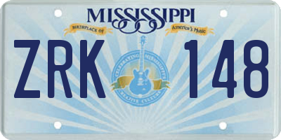 MS license plate ZRK148