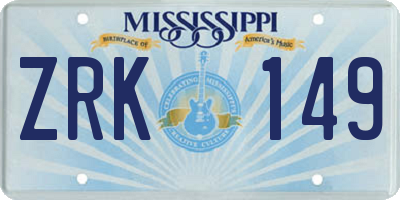 MS license plate ZRK149