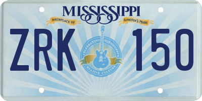 MS license plate ZRK150