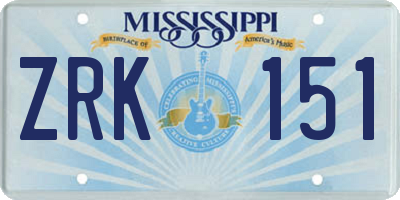 MS license plate ZRK151