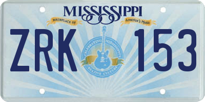 MS license plate ZRK153
