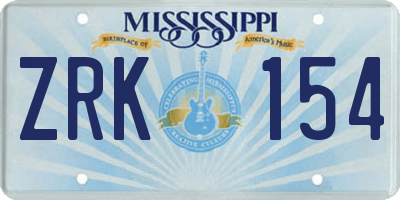 MS license plate ZRK154