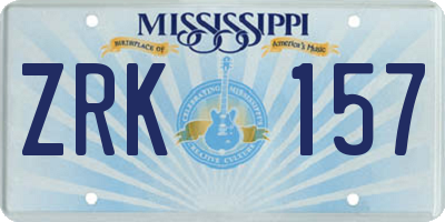 MS license plate ZRK157