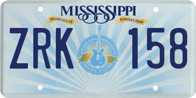 MS license plate ZRK158
