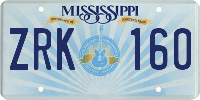 MS license plate ZRK160