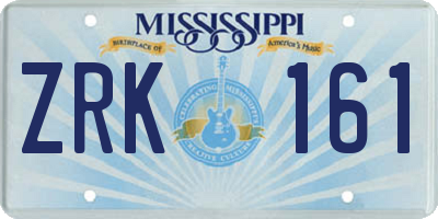 MS license plate ZRK161