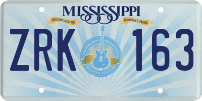 MS license plate ZRK163
