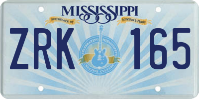 MS license plate ZRK165