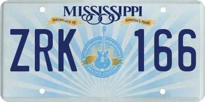 MS license plate ZRK166