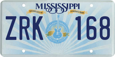 MS license plate ZRK168