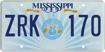 MS license plate ZRK170