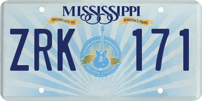 MS license plate ZRK171