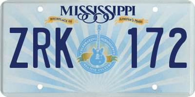 MS license plate ZRK172