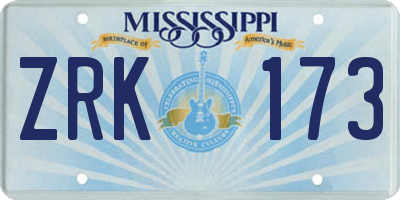 MS license plate ZRK173