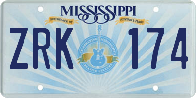MS license plate ZRK174