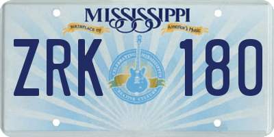 MS license plate ZRK180