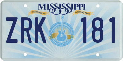 MS license plate ZRK181