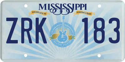 MS license plate ZRK183